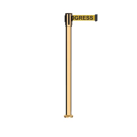 Retractable Belt Fixed Stanchion, 2ft Pol.Brass Post  11ft. Clea